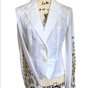 INC International Concepts Petite White Jacket with Sleeve Appliqué NEW Size S